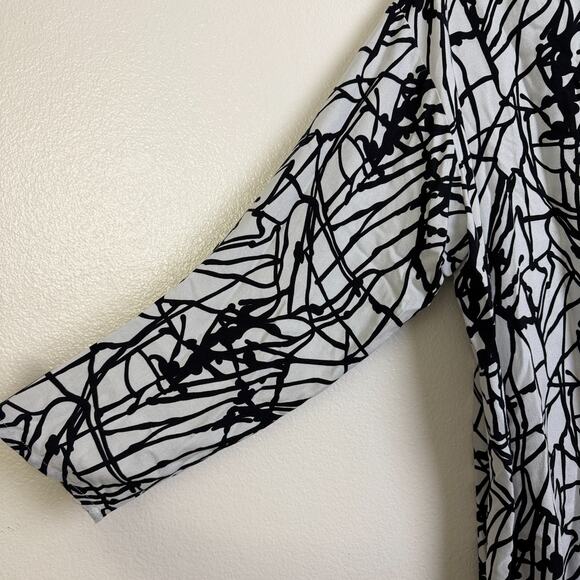 Bryn Walker Rayon Tunic Womens Medium White Abstract Long Sleeve Black Career - Picture 4 of 12